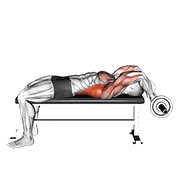 Demostración: Pullover ez en barra flexionado de brazos acostado